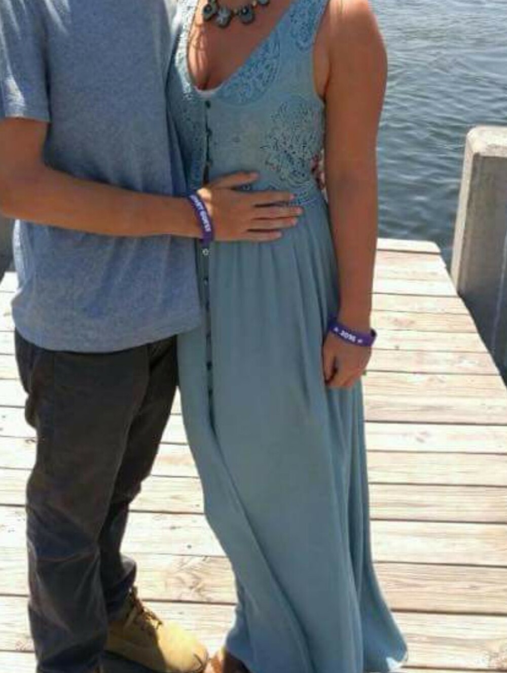 Teal Lace-Top Maxi Dress - Picture 3 of 3